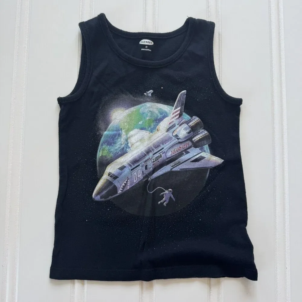 4/$10 - Old Navy Space Shuttle Toddler Boy Cotton Tank Top